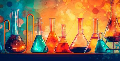 Inovativa fundo dentro a campo do química, Ciência e remédio - ai gerado imagem foto