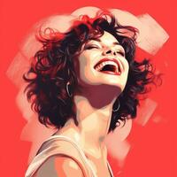 uma digital pintura do uma mulher rindo generativo ai foto