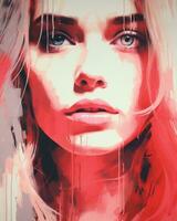 uma digital pintura do uma mulher com vermelho cabelo generativo ai foto