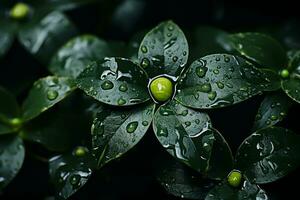 uma verde plantar com água gotas em isto generativo ai foto