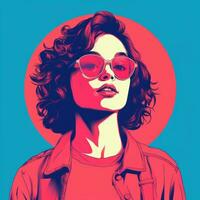 uma pop arte estilo ilustração do uma mulher com óculos generativo ai foto