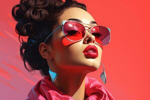 uma mulher vestindo oculos de sol e uma Rosa cachecol generativo ai foto