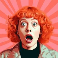a ilustração do uma mulher com vermelho cabelo e a aberto boca generativo ai foto