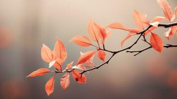 outono folhas em uma ramo com borrado fundo generativo ai foto
