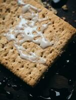 uma biscoito com gelo em isto sentado em uma mesa generativo ai foto