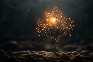 a imagem do uma árvore dentro a Sombrio com luz chegando a partir de isto generativo ai foto