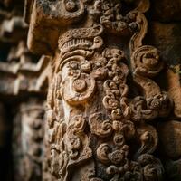 antigo esculturas em a parede do uma têmpora dentro Angkor wat Camboja generativo ai foto