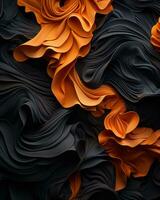 Preto e laranja ondulações em uma Preto fundo generativo ai foto