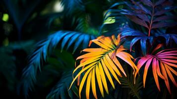colorida Palma folhas dentro a selva generativo ai foto