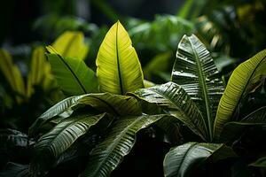 verde folhas em uma plantar generativo ai foto