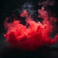 vermelho fumaça em uma Preto fundo generativo ai foto