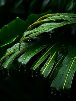 tropical plantas com água gotas em folhas generativo ai foto