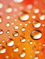 água gotas em a laranja fundo generativo ai foto