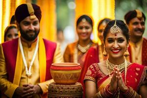 indiano Casamento dentro Mumbai. gerado por IA foto