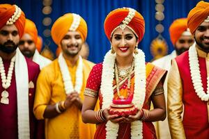 indiano Casamento cerimônia dentro Bangalore. gerado por IA foto