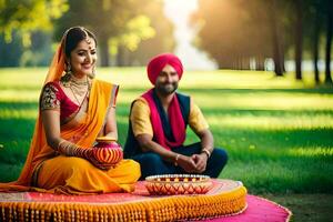 indiano Casamento fotos. gerado por IA foto