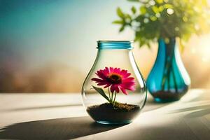 uma flor dentro uma vidro vaso. gerado por IA foto