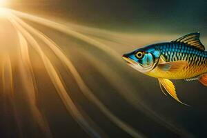 peixe dentro a Sol. gerado por IA foto