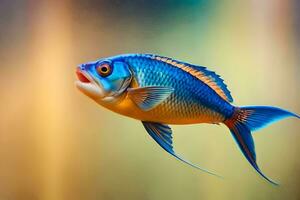 uma peixe com azul e laranja barbatanas. gerado por IA foto