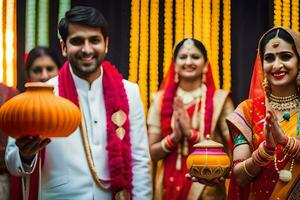 indiano Casamento dentro Mumbai. gerado por IA foto