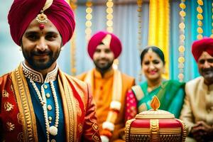 indiano Casamento cerimônia dentro Londres. gerado por IA foto