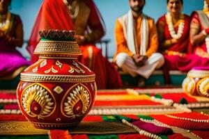 indiano Casamento cerimônia dentro Índia. gerado por IA foto