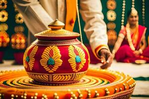 indiano Casamento cerimônia dentro Bangalore. gerado por IA foto