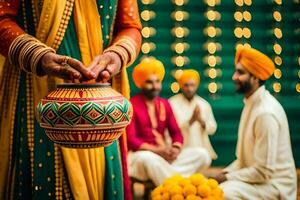 indiano Casamento cerimônia. gerado por IA foto