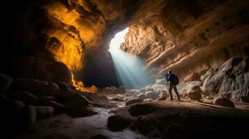 cenário a partir de a caverna. ai gerado foto