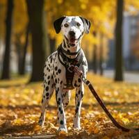 dálmata com uma único e criativo visto cortar ao ar livre foto