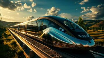 hyperloop trem dentro aberto céu futurista transporte conceito ai gerado foto