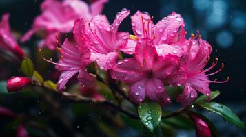 Flor detalhes uma fechar para natureza imagem do delicado pétalas e pingos de chuva em flores ai gerado foto