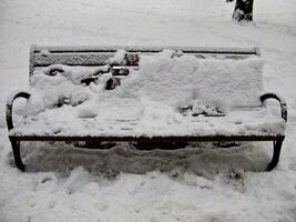 inverno país das maravilhas neve coberto Banco foto