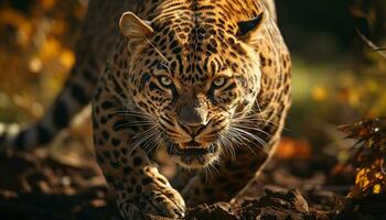 majestoso grande gato caminhando dentro a região selvagem, beleza dentro natureza gerado de ai foto