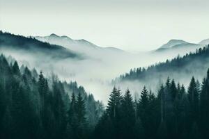 árvores verde Colina manhã nuvem pico montanha floresta névoa natureza névoa viagem panorama foto