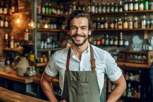 barista pessoa garçom Barra avental o negócio proprietário ocupação retrato serviço. generativo ai. foto