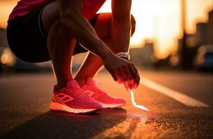 Rosa homem Treinamento tênis corre manhã corredor corrida esporte cadarço Atlético ginástica renda estilo de vida foto