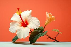 flor Havaí tropical chinês isolado Flor natureza vermelho branco rosa plantar foto