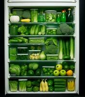 Comida dieta verde geladeira foto