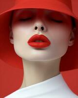 mulher face estilo moda fundo faço mão propaganda senhora beleza batom retro vermelho cabelo foto