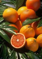 laranja citrino Comida suculento fatiado fruta orgânico fresco de madeira maduro dieta foto