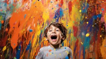 infância alegre face pintura crianças arte felicidade retrato Diversão alegria. generativo ai. foto