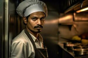 homem adulto profissão Comida restaurante cozinha chefs masculino cozinhar profissional trabalho. generativo ai. foto