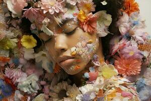 menina ao ar livre flores conceito Primavera retrato criança pequeno natureza floral fofa foto