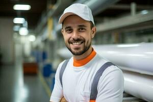 homem construtor trabalhando chapéu segurança capacete Difícil pessoa industrial capacete de segurança masculino Difícil retrato engenheiro sorrir foto