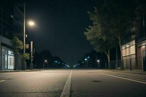 esvaziar espaço em a rua em a noite. fundo. ai generativo pró foto