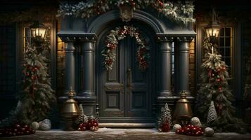 Natal Novo ano feriado lindo inverno decorações do a Entrada portas para a casa, fundo foto