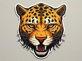 adesivo do uma leopardo para t camisa Projeto vetor ilustração com isolado fundo ai generativo foto