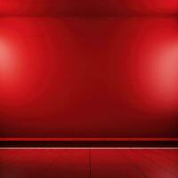 vermelho espaço, pódio, quarto para demonstrando produtos. simples cena para publicidade cosméticos, Unid, bens. generativo ai foto