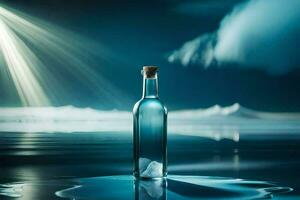 uma mensagem dentro uma garrafa em a oceano chão. gerado por IA foto